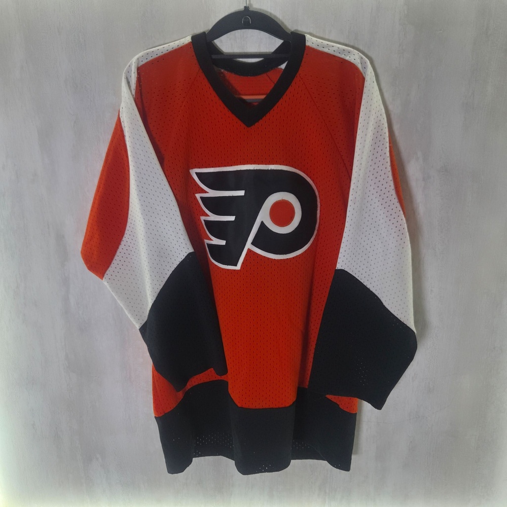 Philadelphia Flyers Jersey Mens Large Orange Mesh NHL Hockey Perloff 35